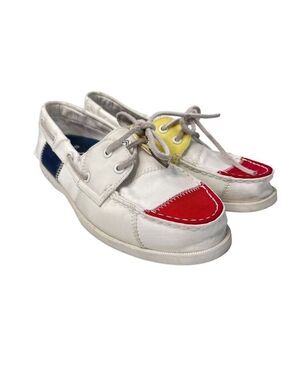 Sperry Topsider Women’s White Canvas Preppy Sailing Deck Shoe Loafer Size 7